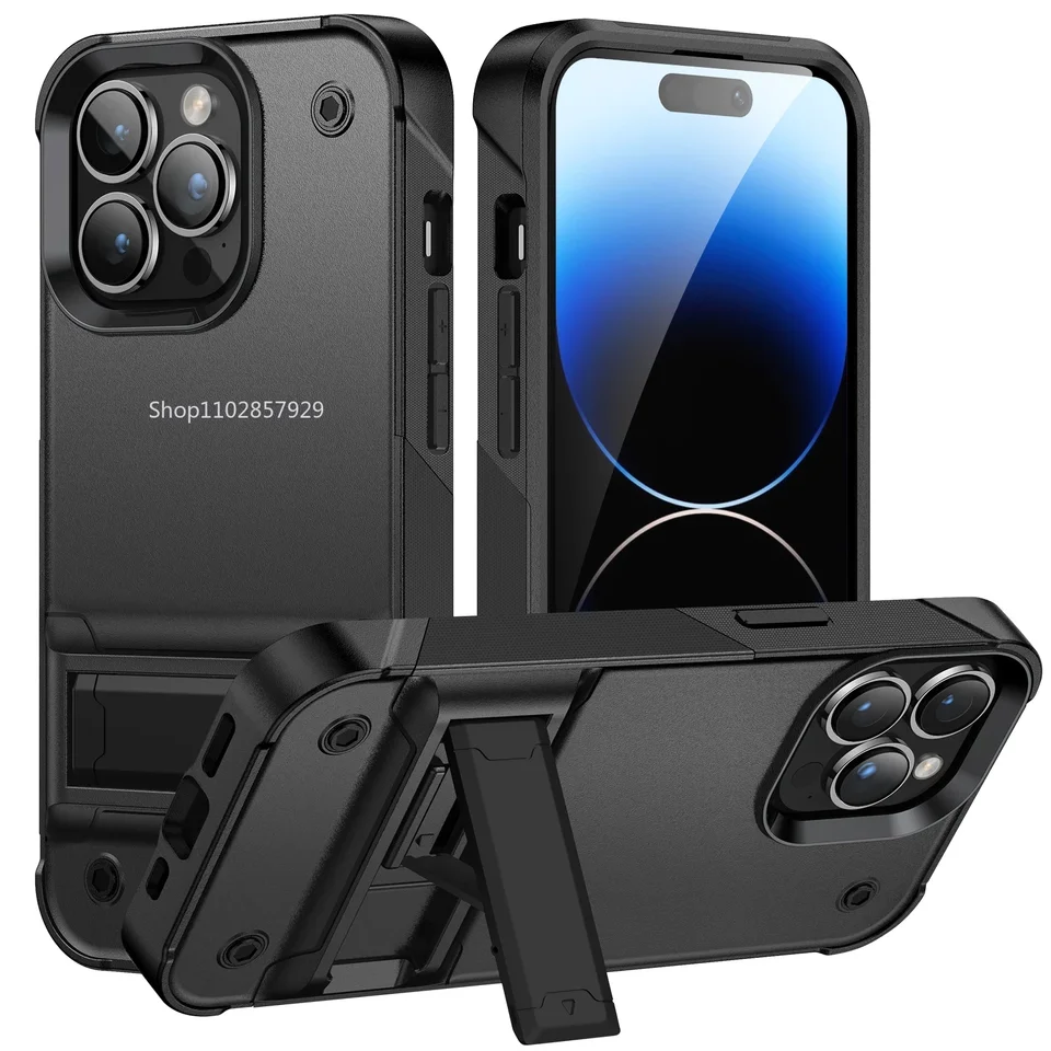 Zlámne brnenie Shock odolný voči telefónu pre iPhone 13 14 15 Pro Max xs xr 12 11 SE 2022 8 7 Plus Plastový kryt kickstandu TPU