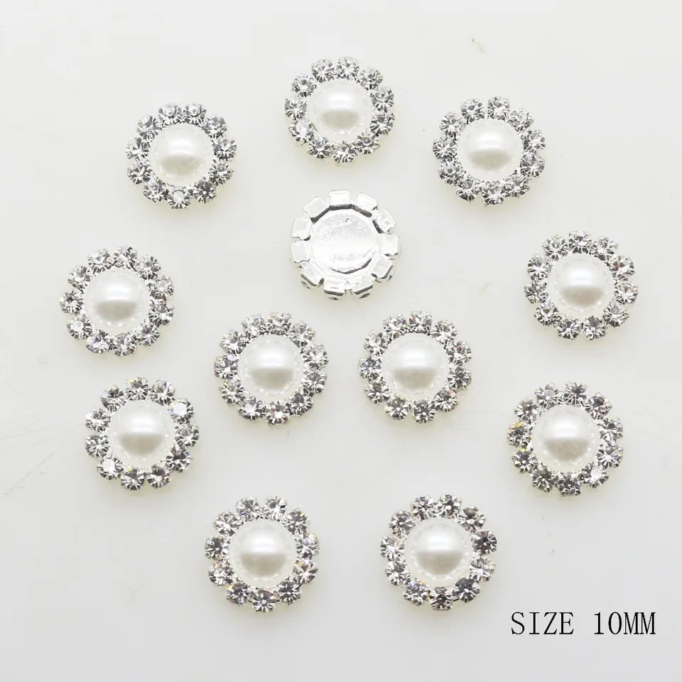 Zmasey Nový 10 mm móda 10ks/veľa okrúhle strieborné tlačidlá DIY White Pearl Accessories Festival DEMORE DODÁVKY