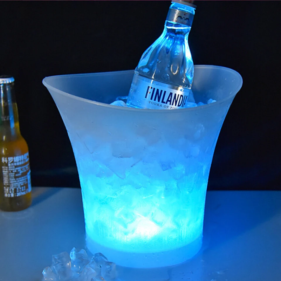 Zmena farby LED ľadové vedro Bluetooth kompatibilné reproduktor Champagne Wine Beer Cooler Party KTV Clubs 5l Bar Luminát LED ľad