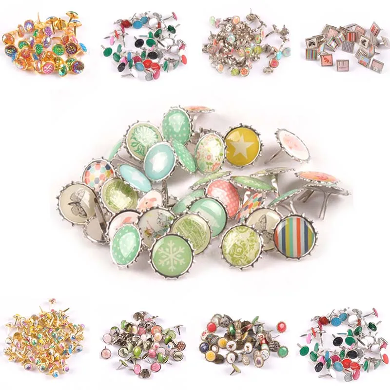 Zmiešané retro brads ozdoby pre scrapbooking Crafts Metal Crafts Ozdobný klip