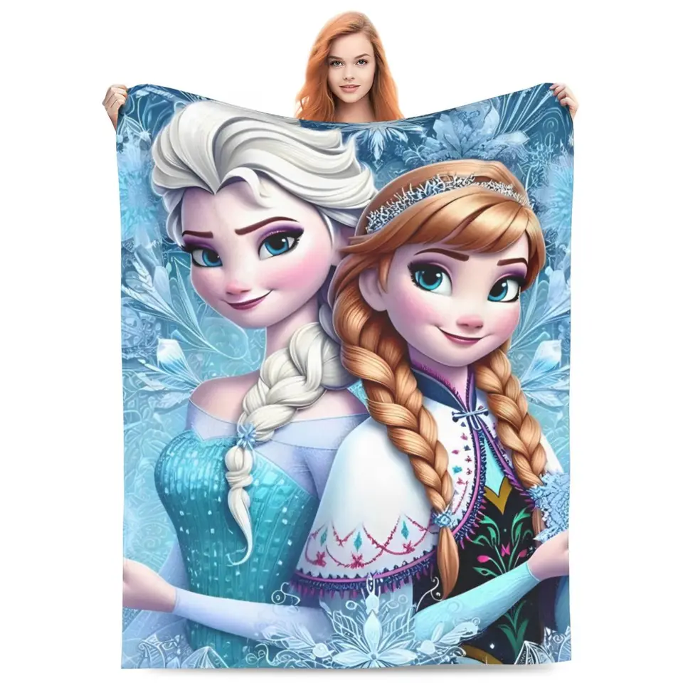 Zmrazená elsa karikatúra flanel prikrývka mäkký teplý hádzanie prikrývka pre gaučové stoličky cestovanie vtipné posteľná posteľná pohovka
