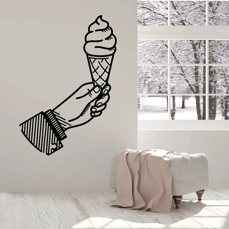 Zmrzlina na stenu Decal Tasty Waffle Truck Dessert Shop Cafe Kitchen Home Decor Chladnička Vinylové nálepky Art Window Tapeta E354
