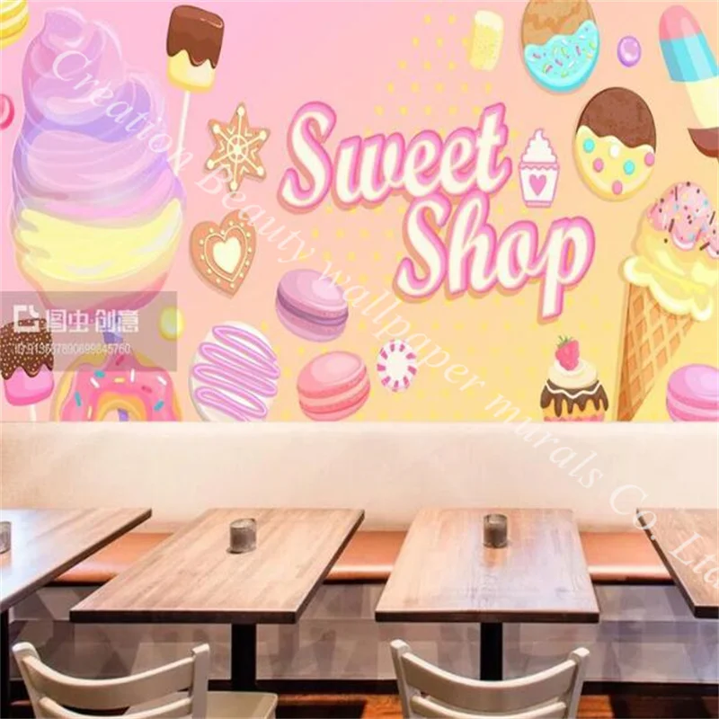 Zmrzlina sladký kokteil macaron pozadie Fotografie Nástenné tapety pre mliečny čaj Dezert v obchode Restaurant pozadie nástenný papier 3D