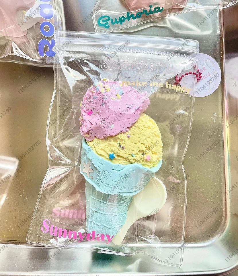Zmrzlina taba squishy macaroon farba Dve kopčeky zmrzlina Silikone Squeeze Toy Mochi Hray Ručne relax stres Vypustite hračku darček