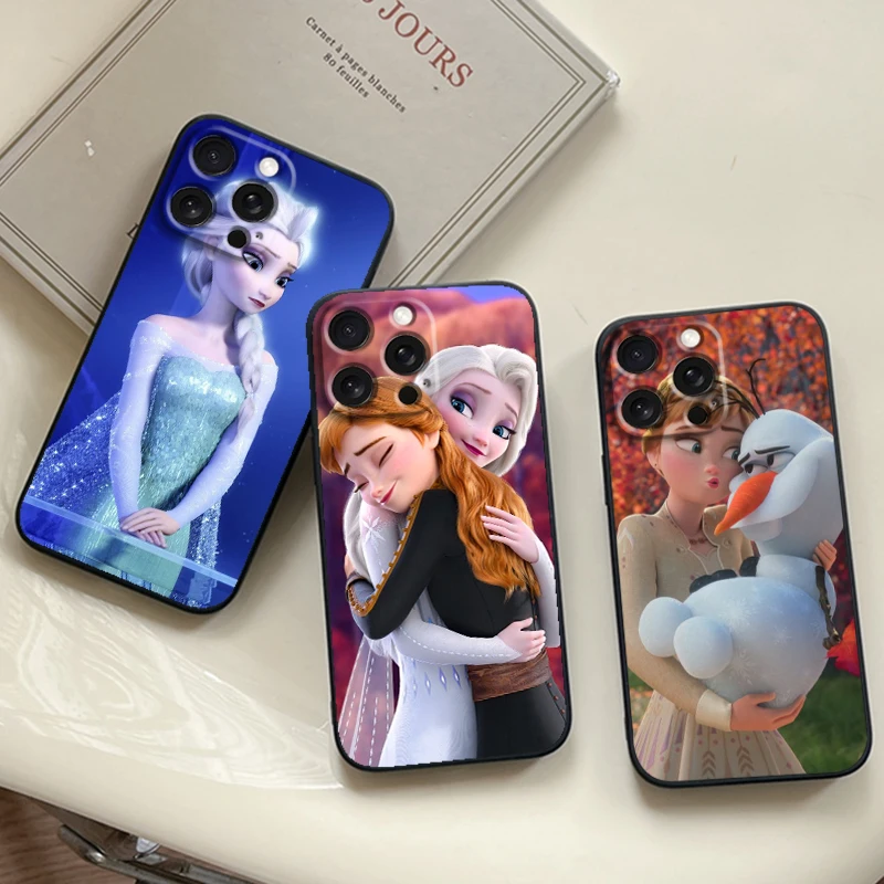 Zmrznutá Snow Queen Elsa pre iPhone 15 14 13 12 11 xs xr x 8 7 SE Pro Max Plus Mini Black Funda Telefon Pase Case