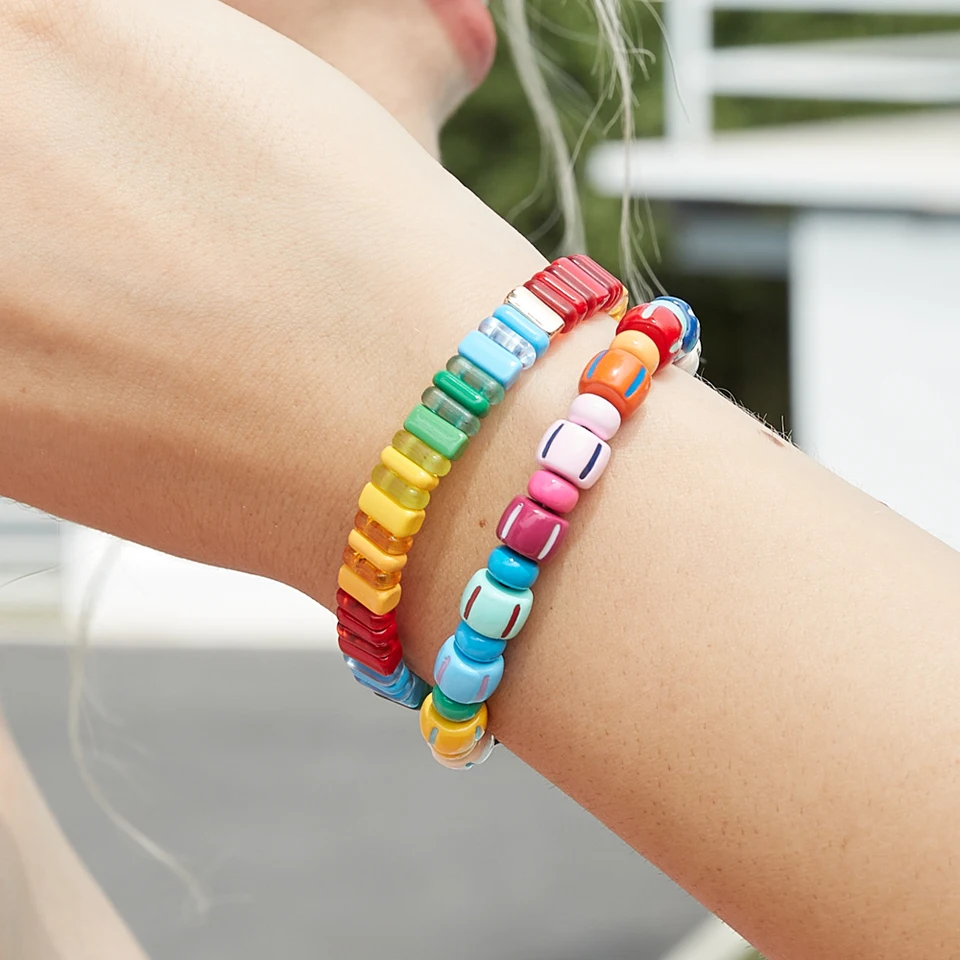 Zmzy Boho Rainbow Tila Ruad náramok módne šperky Stretch Creol -Rial Otrasy pre ženy nové trendové šperky Pulzeras Dámy