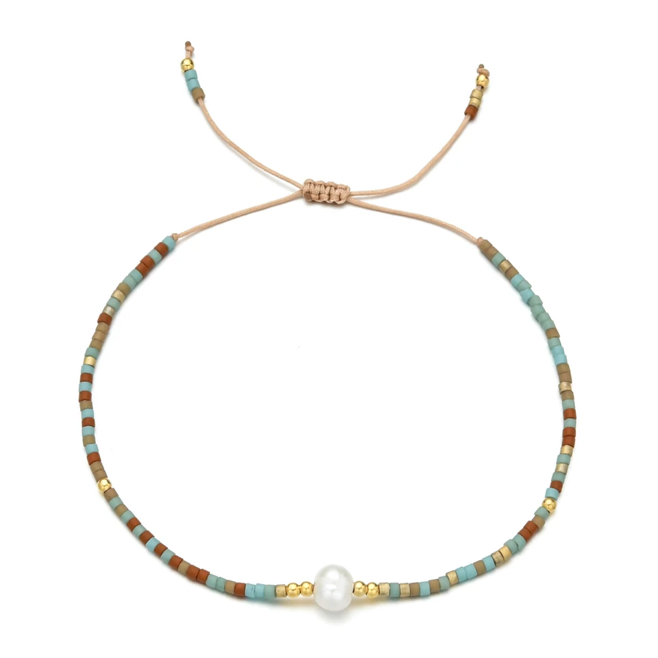 Zmzy tenké sklo miyuki náramok Ženy Drobný prírodný perlový náramok šperky Bijoux femme struna nastaviteľná ručne vyrábaná milostná darček