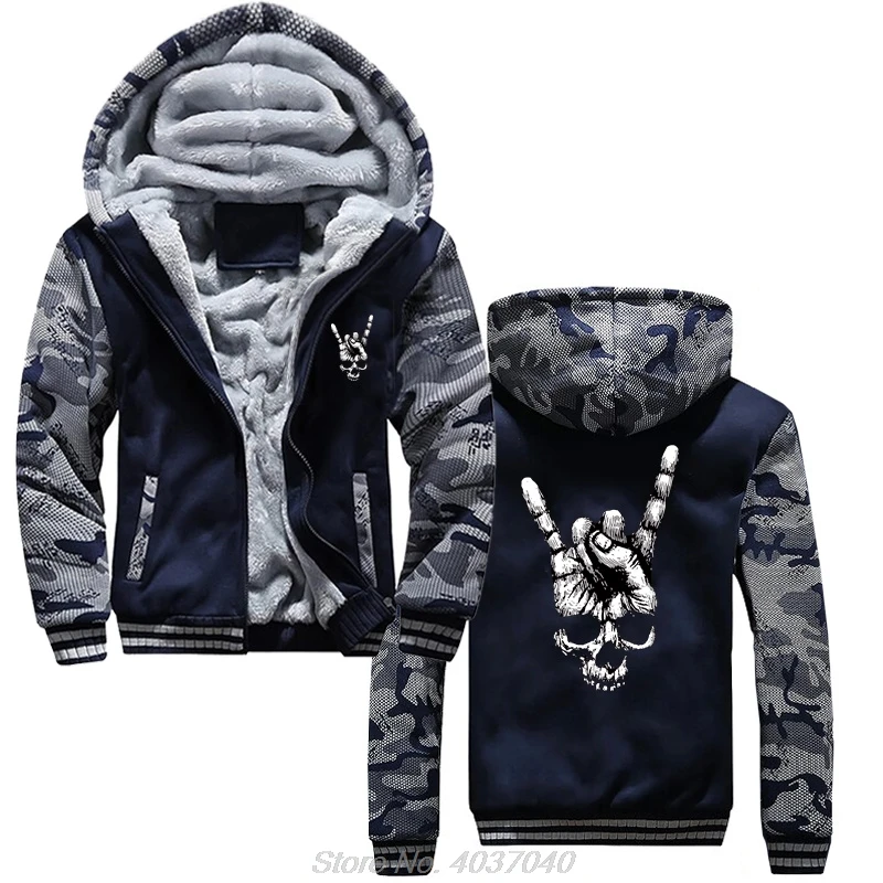 Znak ruky lebky rohov rohy mikina Heavy Metal rock n roll kapela tetovanie kapucňu harajuku bunda zips UP Hoodies vtipné tlače vrstvy