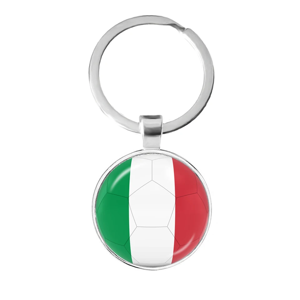 Znak talianskeho futbalového tímu Kľúčenky Taliansko Vlajka a futbalové logo Key Ring Jewelry Európsky futbal 2020 Zábavy Cool muži darček