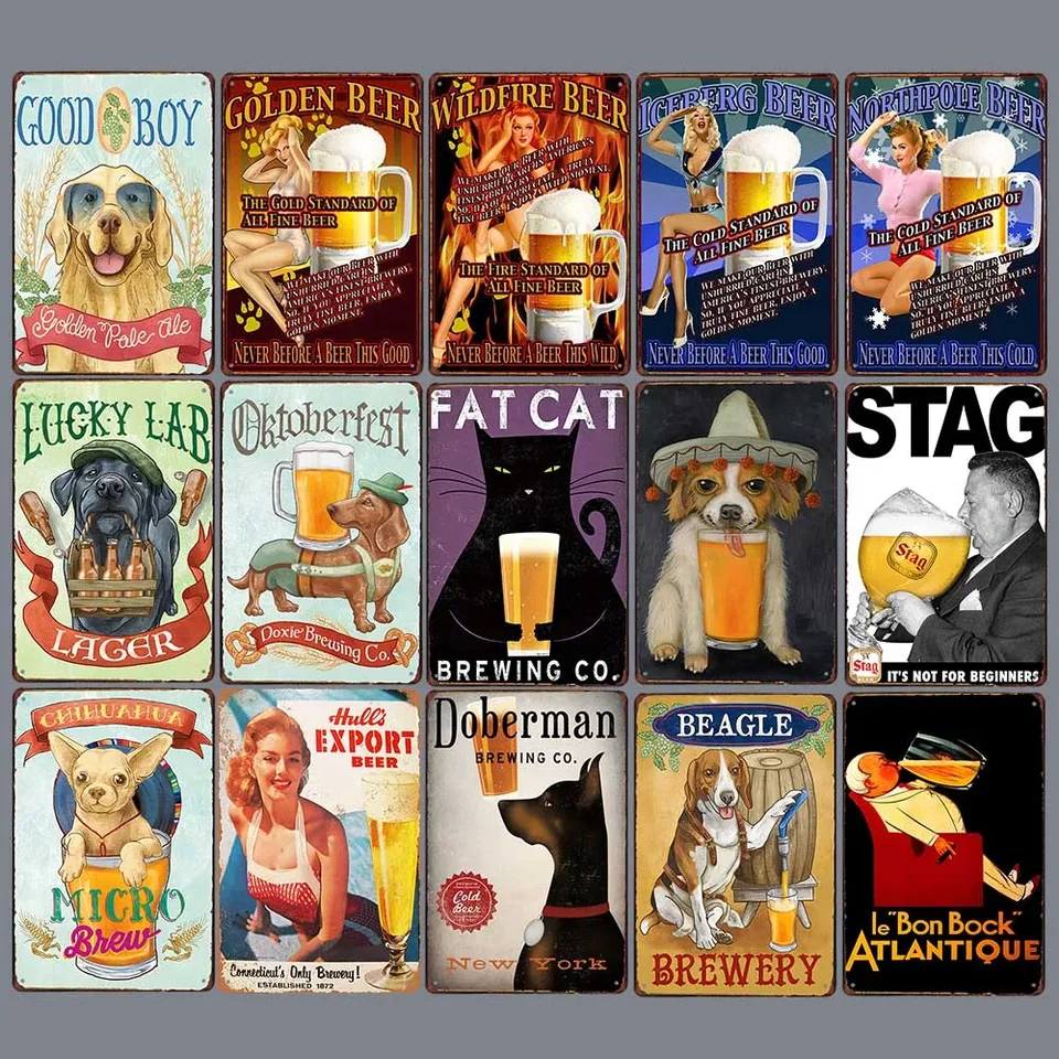 Znaky ľadovca piva vinobranie kovový plechový tanier Wildfire Golden Beer Wall plagát Oktoberfest Pub Bar Club dekorácia 20x30cm