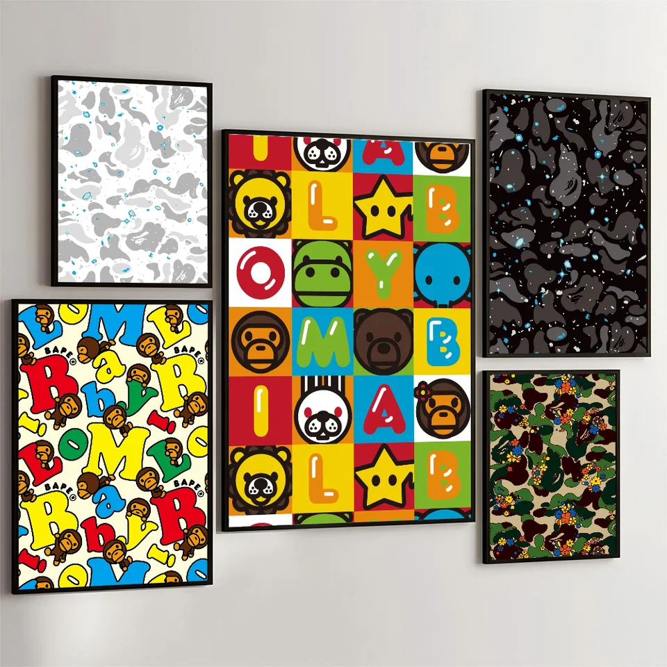 Značka B-bape-e klasické vintage plagáty HD Kvalitné nástenné umenie retro plagáty pre domácu izbu stena dekorácie