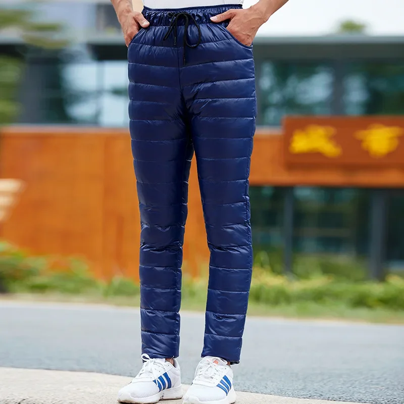 Značka dole nohavice pánske zimné príležitostné zahusťované 90% biele kačacie teplé nohavice Pánske oblečenie Snowboard Cast Coof Cotton Pants