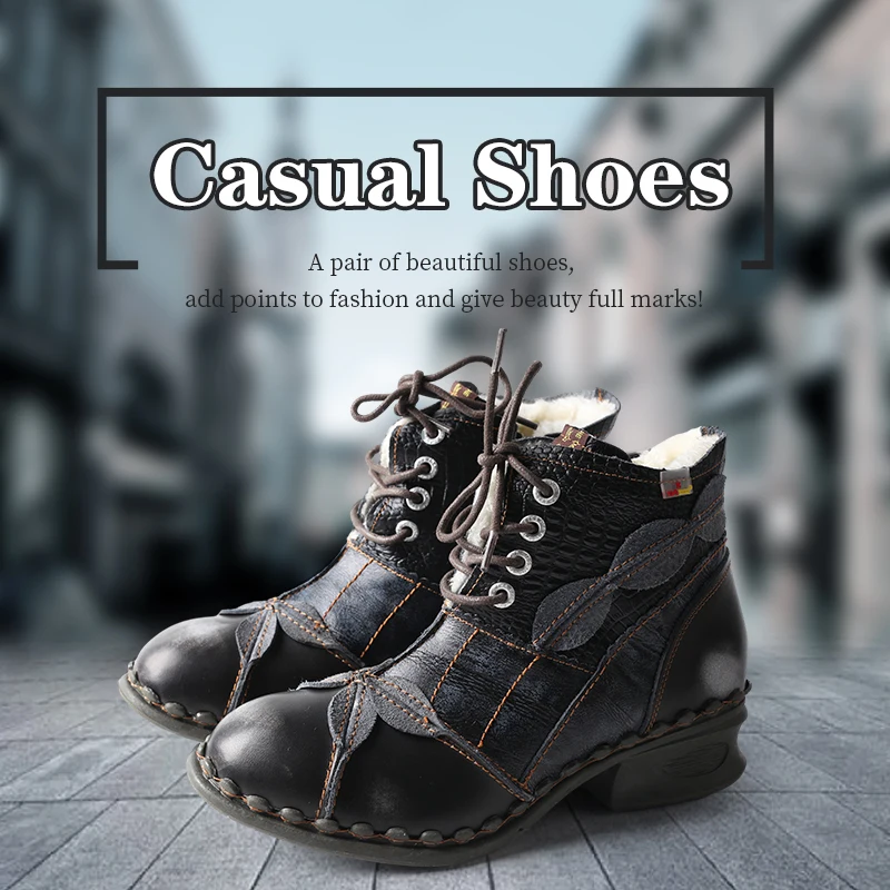 Značka Dámska zimná umývaná koža Oxford Boots Stylish Fleece členok a topánka so zimným štýlom
