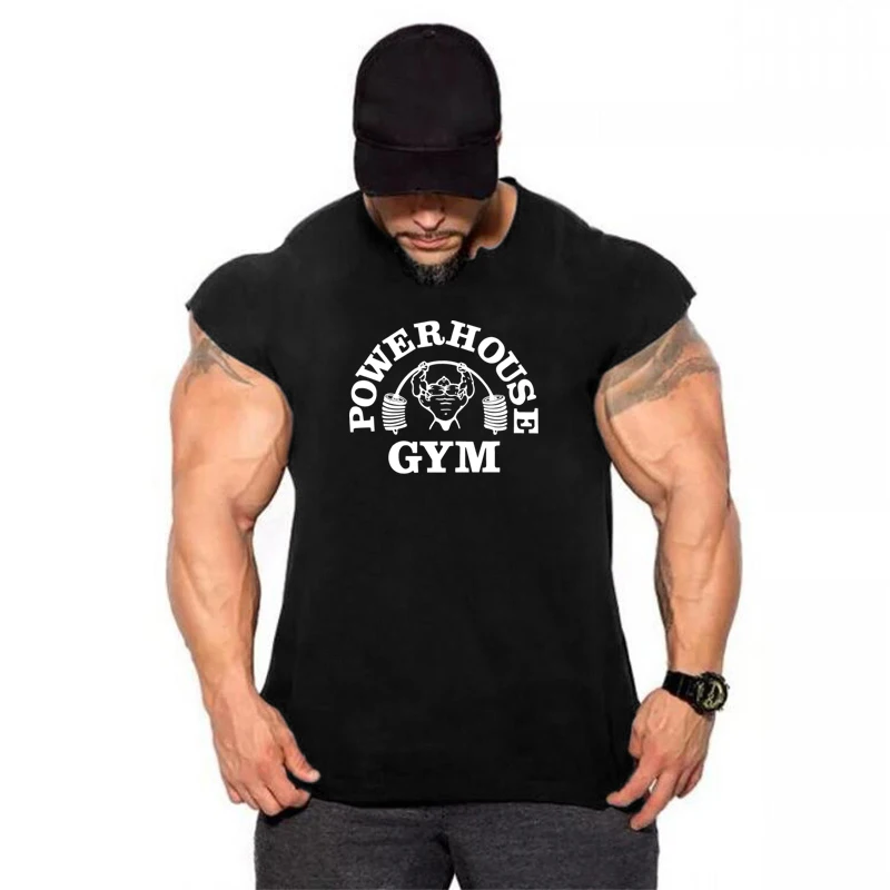 Značka fitness košeľa módne cvičenie bavlnené pánske pásky