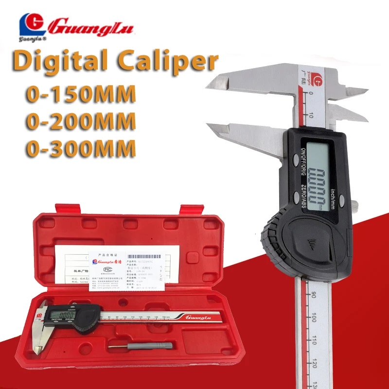 Značka Guanglu High Precision 0,005 mm digitálny Caliper0-150/200/300 mm elektronicvervier Micrometer Digitálne meracie nástroje