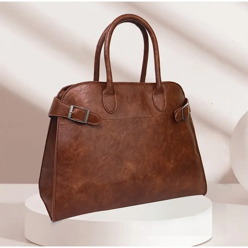 Značka veľká kapacita retro totes taška pre ženy nové hnedé pu kožené dámy dochádzajúce do kabelky cestovná taška na dizajnér elegantného dizajnéra