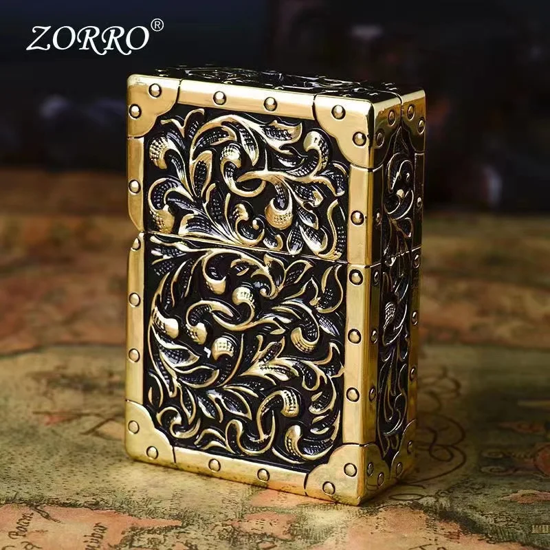 Značka Zorro Pure Copper Royal Nobles Trojrozmerná látka Tang Grass Relief Kerosén Svetlejšie fajčiarske príslušenstvo Gadgety pre mužov