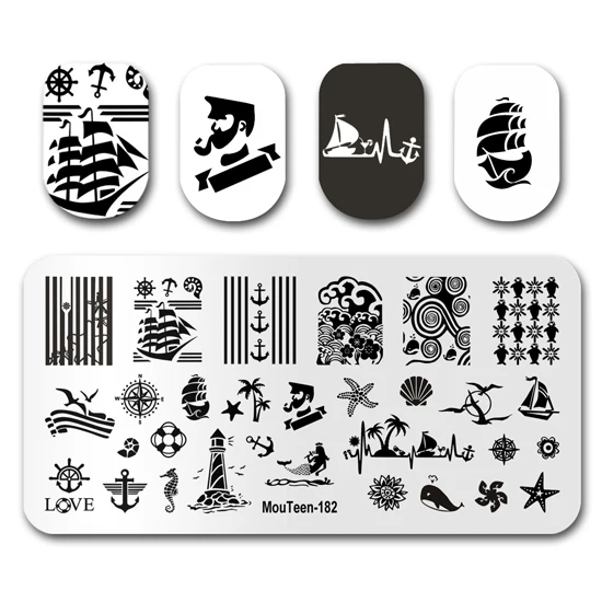 Známka na nechty Mouteen182 Kapitán Voyage na nechty na nechty na nechty MANICURE SET FORA NA NET ART STAMPER