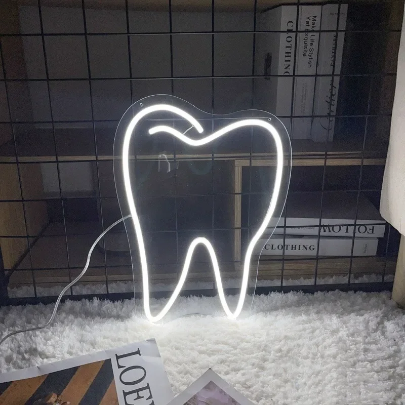 Známka zubných neónov, znaky LED bielych zubov, LED svetlo LED liekov, Doska Night Up zubnej siete, Znak zubnej kliniky, Dental Office Decor