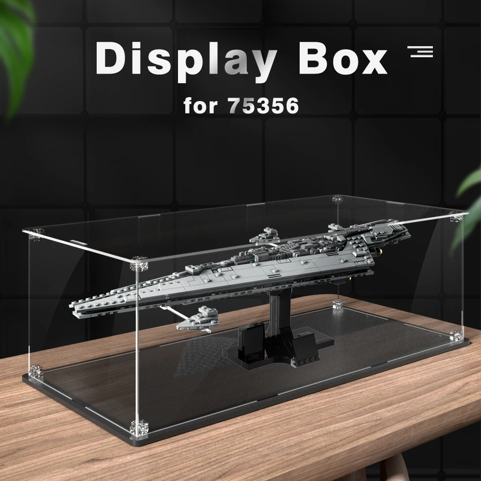 Zobraziteľná schránka pre LEGO 75356 DISPICKA PRE EXEKTROMOVÝCH BLUKOVÝCH BLOKOVÝCH BLOKOVÝCH DRUPPORE CLEAR Showcase Toy Bricks Storage Box