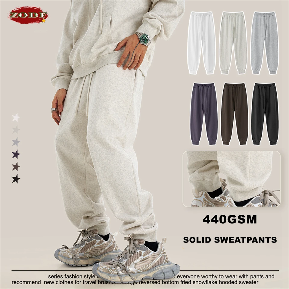 Zodf 2024 Jeseň zimné muži Spevné tepláky Ženy unisex príležitostné základné voľné voľné ťažkú ​​váhu 440GSM Sport Joggers Pants HY0890