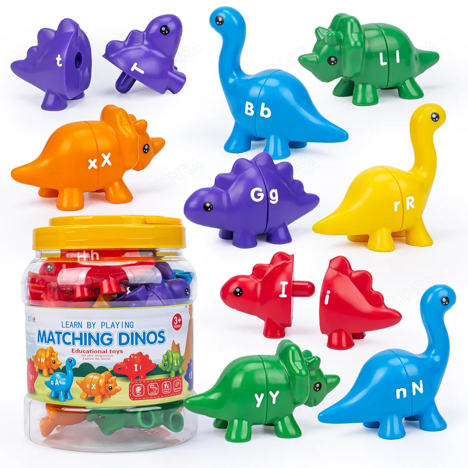 Zodpovedajúca dinosaurová hračka s skladovacím vedierkom Montessori Hračky pre deti, ktoré počítajú učebné hračky pre batoľatá pre deti vývoja detí