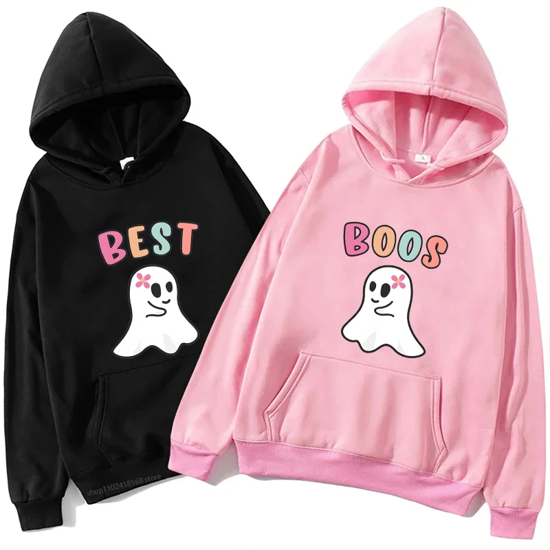 Zodpovedajúce mikiny bestie pre ženy najlepší priateľ zodpovedajúci Halloween mikiny vtipné roztomilé boo vonkajšie oblečenie harajuku potné tričko
