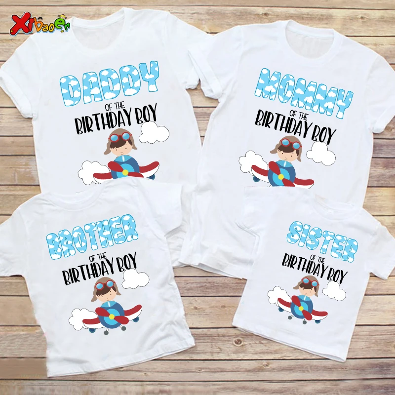 Zodpovedajúce rodinné oblečenie narodeniny tričko letovú posádku tričko Custom Family Tritul tričko Lietadlo k narodeninám košeľa lietadla 1. chlapec