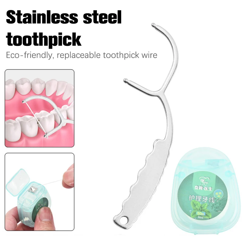 Zohazdorová špáradlo Sada Flossing Flossing Opätovné použiteľné špáradlá prenosné špáradlo FLOSS Zuby Čistiteľ perorálne čistiace náradie