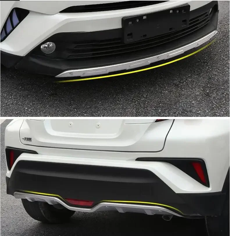 Zohrejtená oceľový nárazník na pery a zadný difúzorový ochranný kryt šmykľavky Plate pre Toyota Chr C-HR 2018 2019 2020 2021