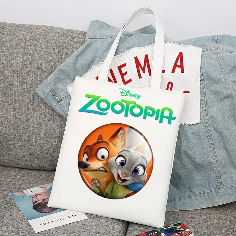 Zootopia Canvas Bag Zábavný dochádzajúci Harajuku Veľká kapacita vrecka na ramene Univerzálne všestranné denné chladné cool príležitostné vintage kabelka