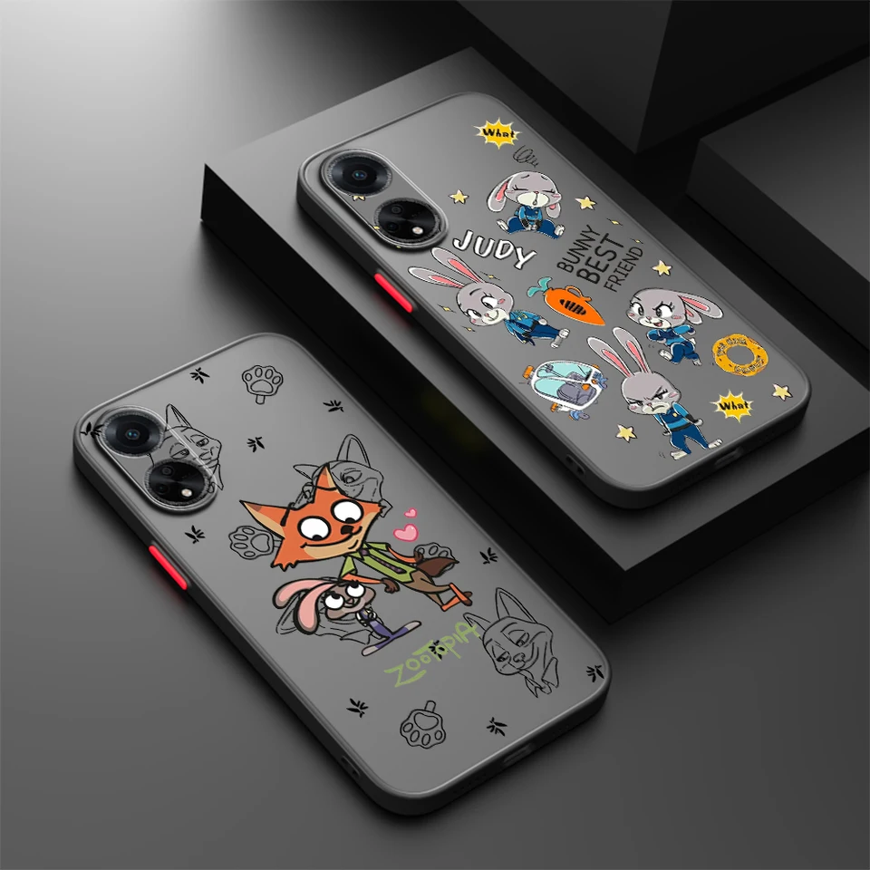 Zootopia Judy Nick Disney zamrznutá priesvitná pre OPPO X5 X3 A54S A5 A5 A94 A16 A53S A57 A74 A72 A96 A98 A98 A78 5G Cover Telefón Case Case