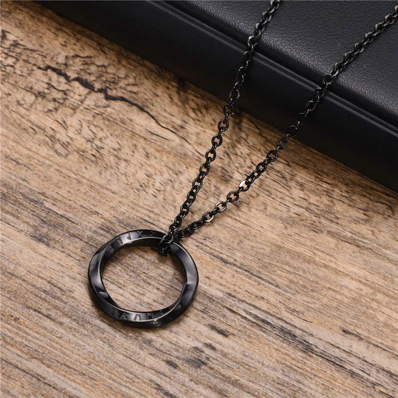Zorcvens Nový módny punk vintage čierna strieborná farba z nehrdzavejúcej ocele nór Viking mobius Round Pendant Náhrdelníky pre mužov