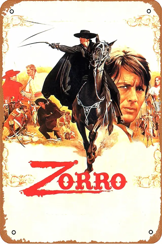 Zorro Classic Movie Plagát na nástennej kovovej plechovej značke/kovové plakety kovové znamienko retro vinobranie kov 8 x 12 inc