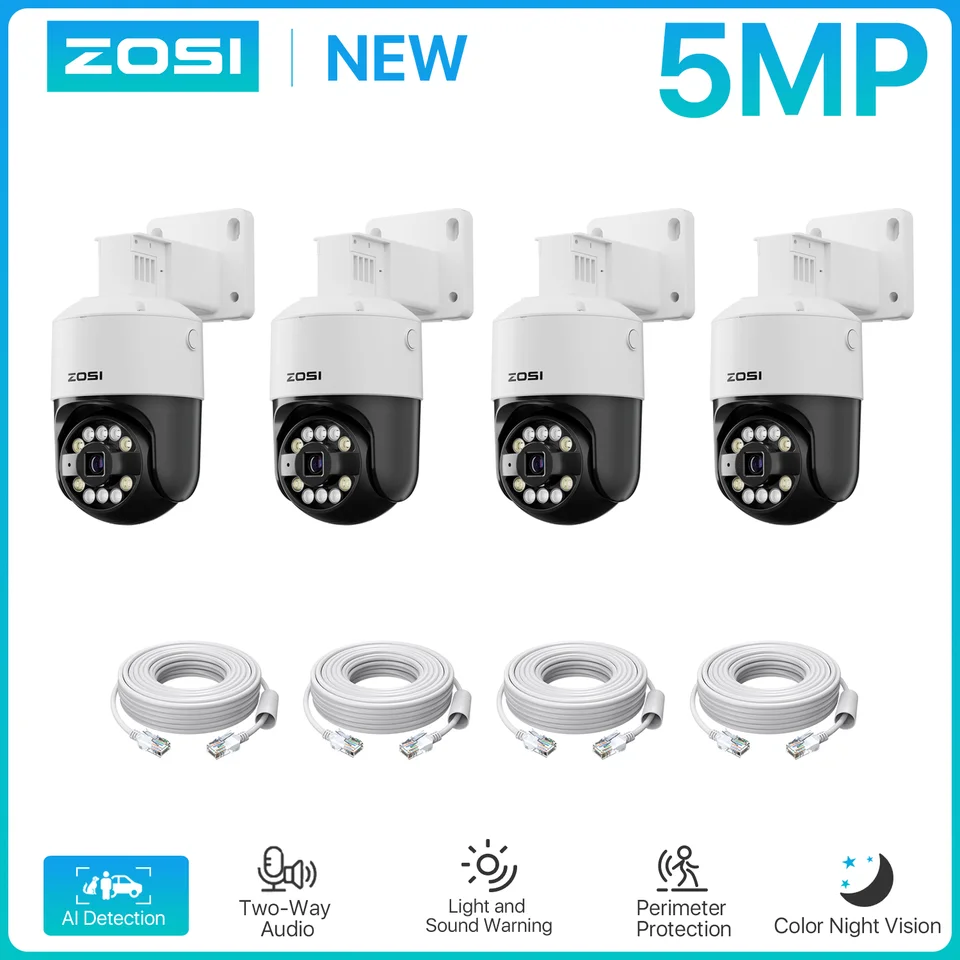 ZOSI 5MP PTZ PoE Add-On Camera pre bezpečnostný kamerový systém, spolupracujte so Zosi 8 Channel 16 Channel PoE CCTV NVR