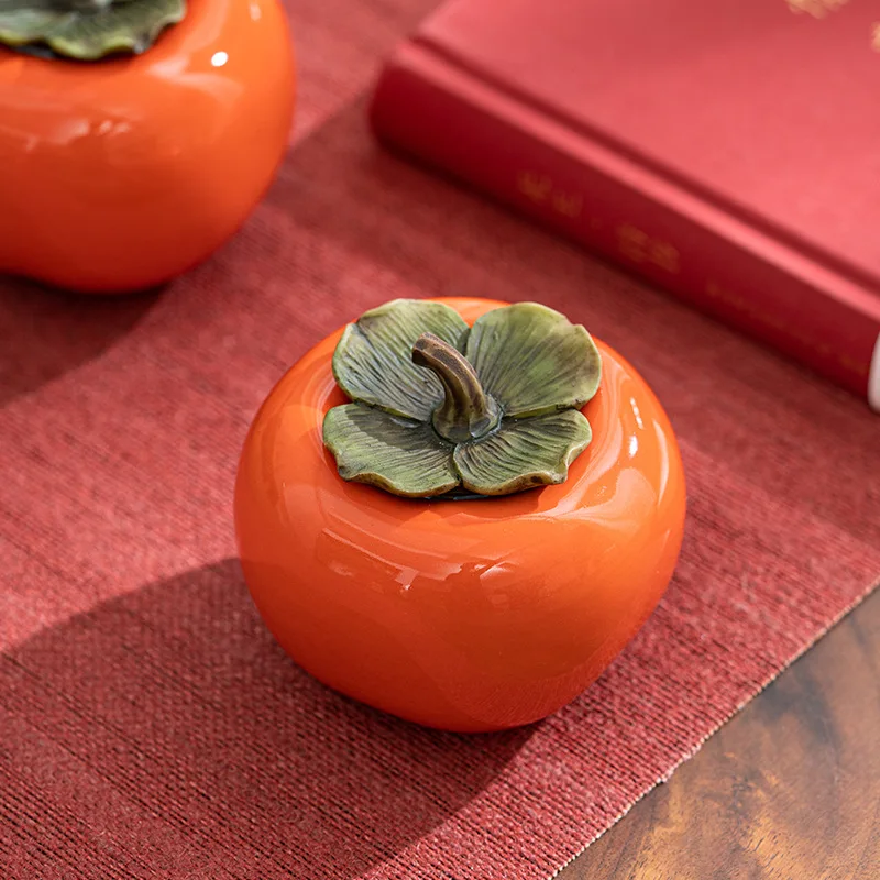 Zosilnené krásne lesklá farebná glazúra persimmon ovocná keramika Ornament čajový kanister candy slúchadlá šperky