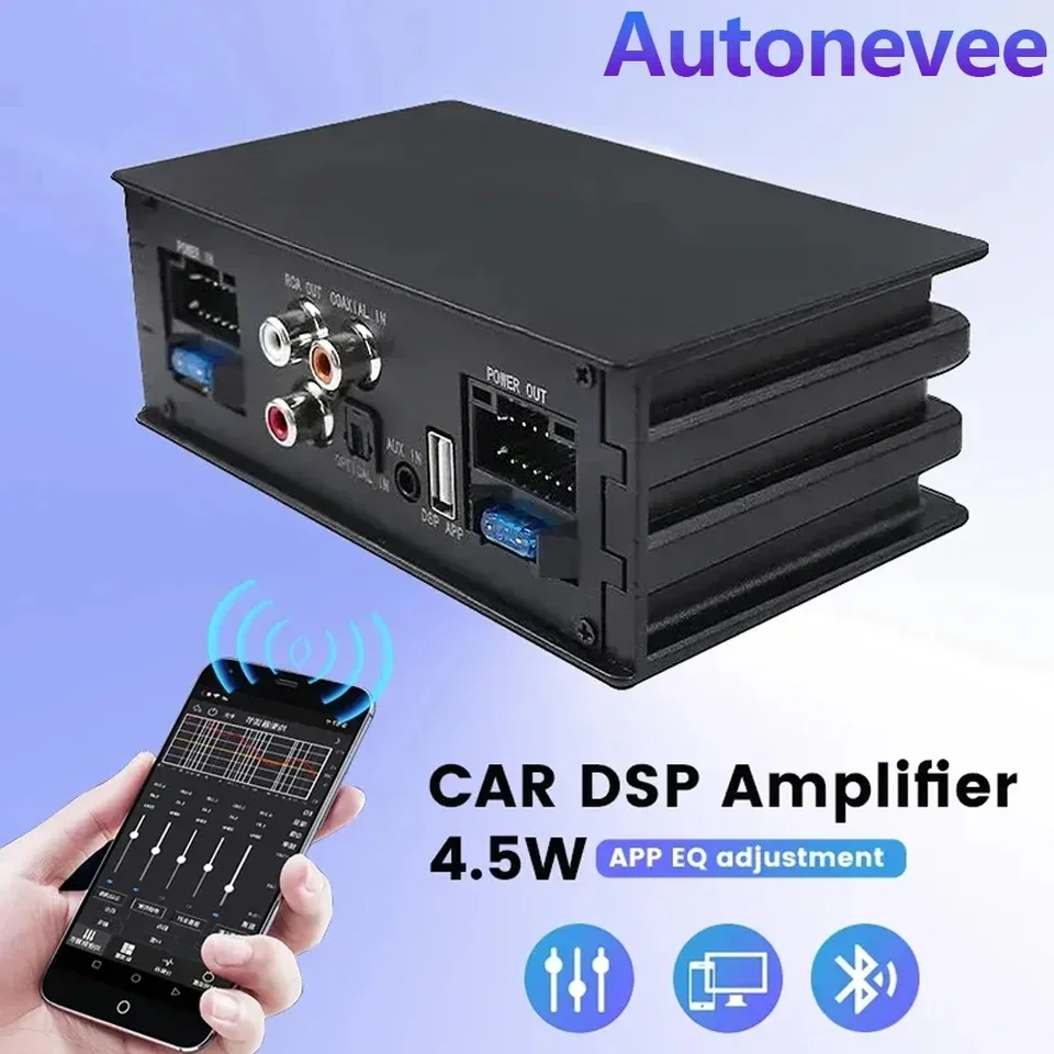 Zosilňovač DSP pre rádiové stereofónne subwoofer 4*50W TDA7851 s vstupnou zástrčkou z optickej vlákna a prehrávania modifikácie hostiteľa Android Audio 12V
