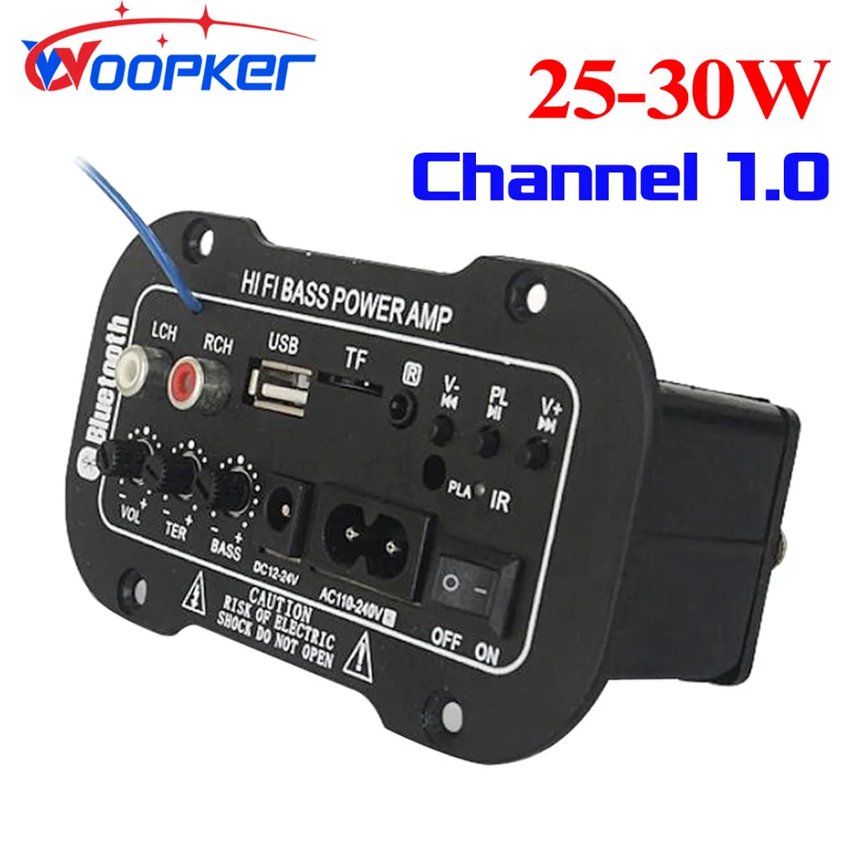 Zosilňovač reproduktorov Woopker DIY DIY DIGITÁLNE BLUETOTH MODUL Modul AUX TF karta USB 25-30W reproduktor 110V 220V 12V 24V