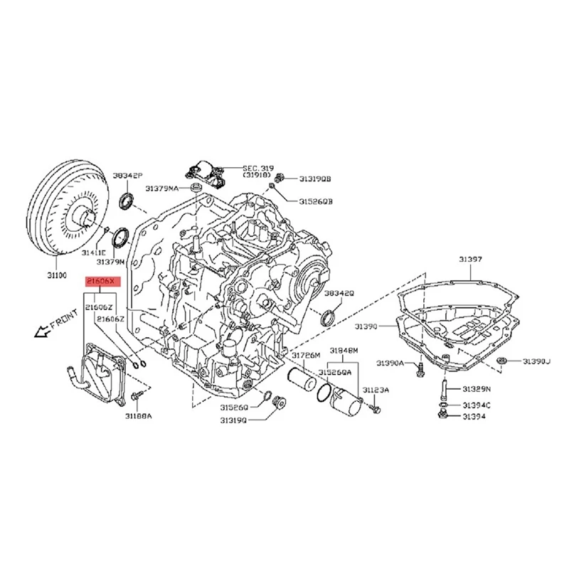 Zostava chladiča prevodovky motora CVT 21606-3JX0A pre Nissan Sentra 1.8L 2013-2017 21606-3xx0b Príslušenstvo