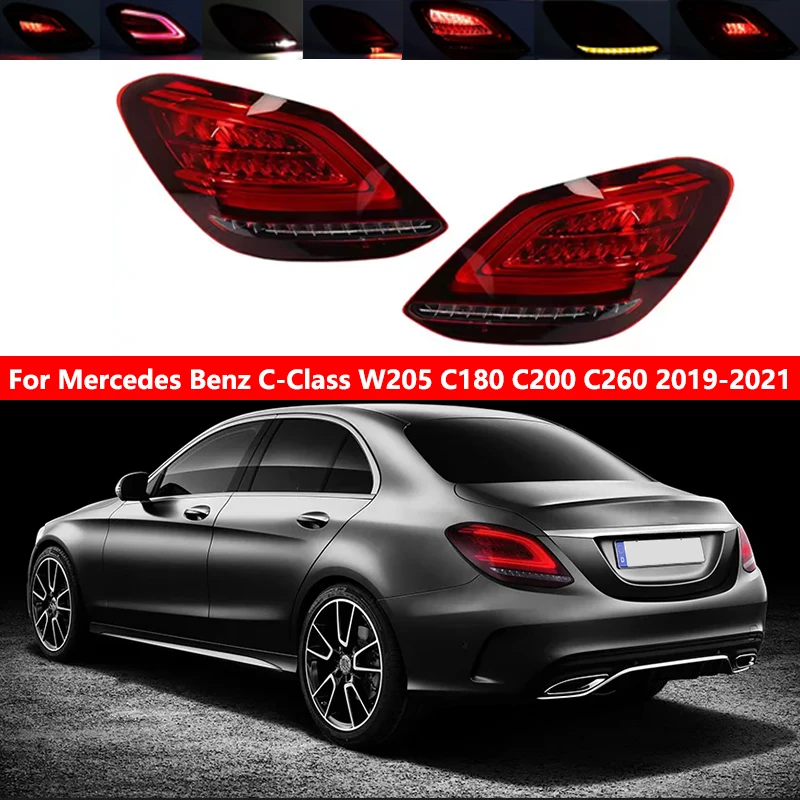 Zostava LED chvostového svetla pre Mercedes Benz C-Class W205 C180 C200 C260 2019-2021 LED Dynamické otáčanie zadných chvostových žiaroviek brzdové svetlo
