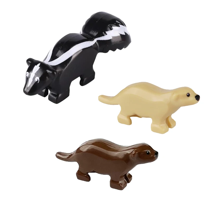 Zostavenie hračiek stavebné bloky Skunk mephitine Otter Bank Beaver vodné cicavce zvieratá MOC Model Model pre deti DIY 5ks