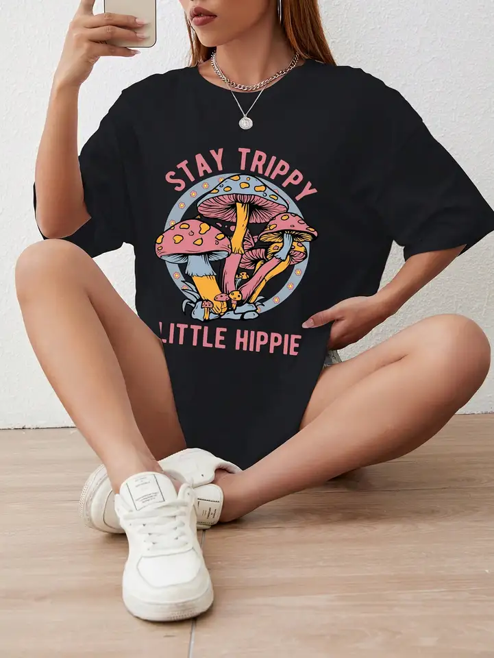 Zostaňte Trippy malé hippie bavlnené ženy TEE Top Essential Hip Hop Tee Tritle Creativity Tričko Vintage Esential Tee Tops Tops