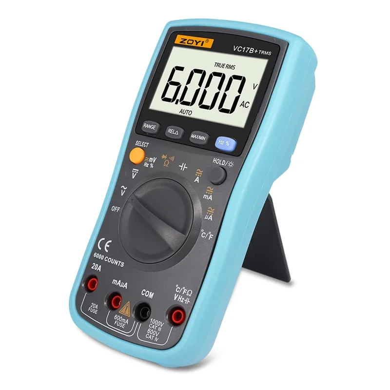 Zoyi VC17B 6000 počíta digitálny multimeter s podsvietením AC DC Ammeter Voltmeter OHM OHM Nástroj na meranie meracieho merača kapacity
