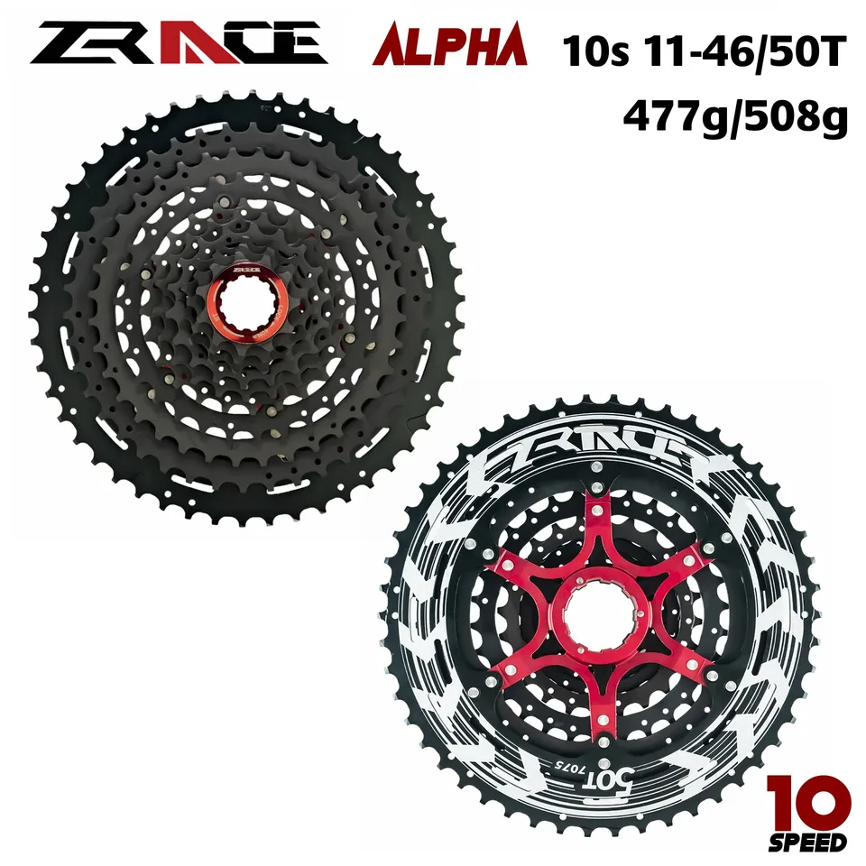 Zrace Alpha 10S ľahká kazeta 10 Speed ​​MTB Bike Freewheel 11-46T/50T - čierna