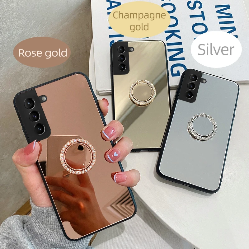 Zrkadlo Diamond Ring Makeup pre puzdro pre Samsung Galaxy S23 S22 S21 S20 Fe Plus poznámka 20 Ultra A13 A23 A33 A53 A73 A32 A22 A22 A04S