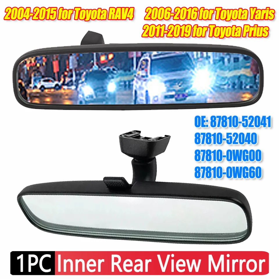 Zrkadlo zadného zrkadla v automobilovom zadnom zrkadle pre spätné zrkadlo pre Toyota RAV4 2004-2015 Yaris 2006-2016 Prius 2011-2019 87810-52041