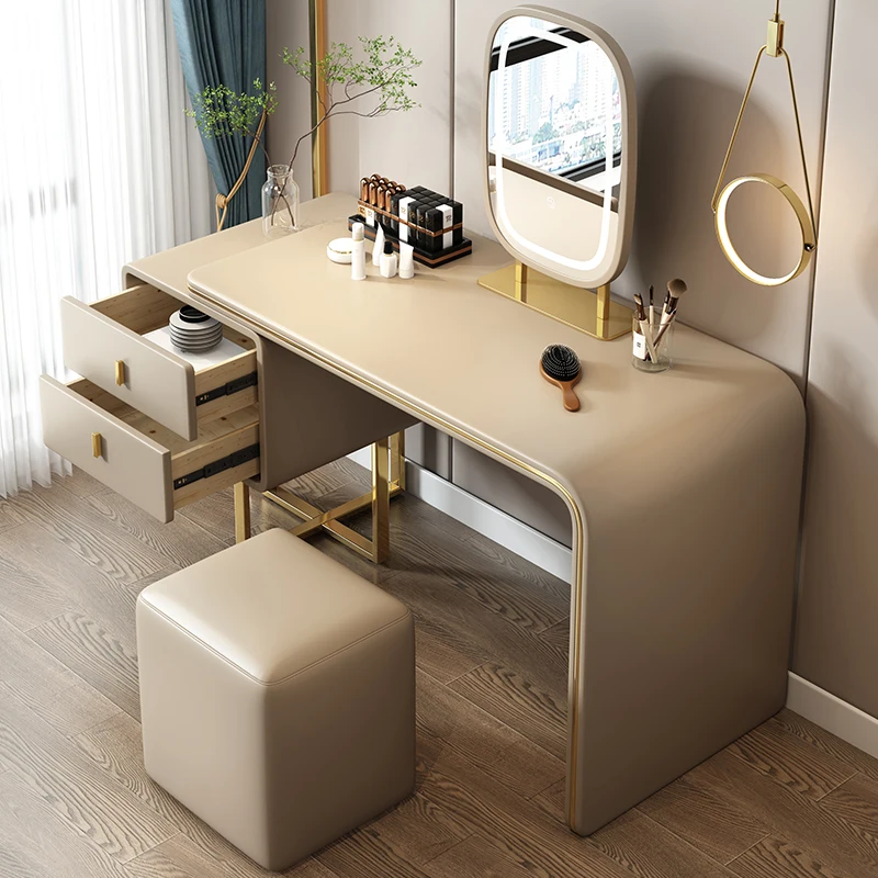 Zrkadlové skladovacie stoly Svetlá stolička Nordic make -up spálňa Vanity stoly dievčenské zásuvky salón coiffeuse de chambre nábytok