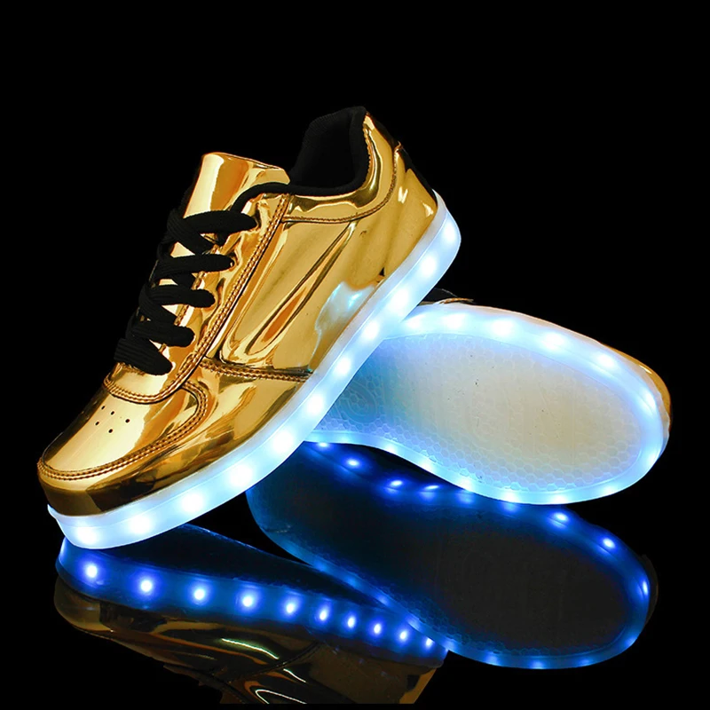 Zrkadlové unisex LED ľahké topánky USB nabíjanie svetelných športových topánok pánske topánky dámske tenisky pre KTV Bar