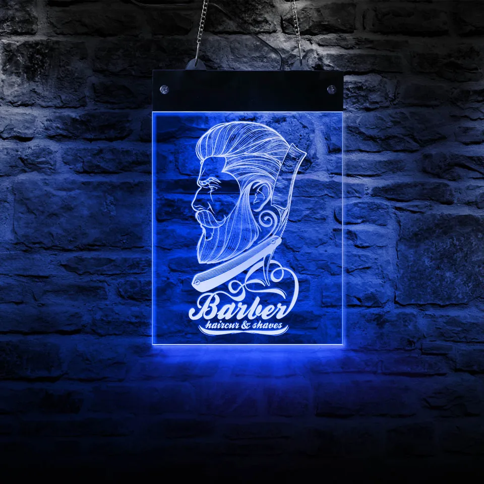 Zrážky a holičstvo Barber Shop LED Open Sign for Business Displays kaderníčka LED EDGE LIT LOGO LOGO KAMITRSTYLIST RADA