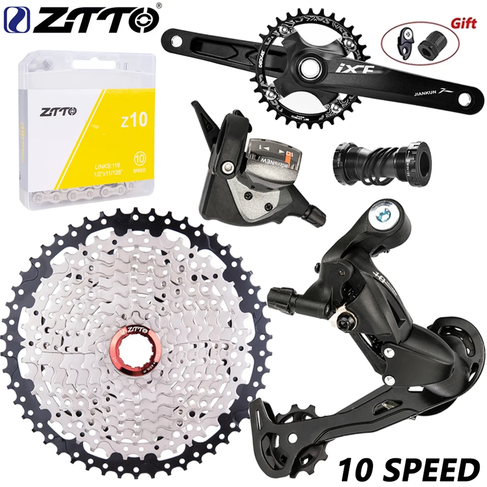 ZTTO MTB 10 Speed ​​Shifter Groupset 1x10 radiaci páka Zadná prehadzovač 10v Hg kazety 10S reťazový prúd K7 MTB Crankset Crankset